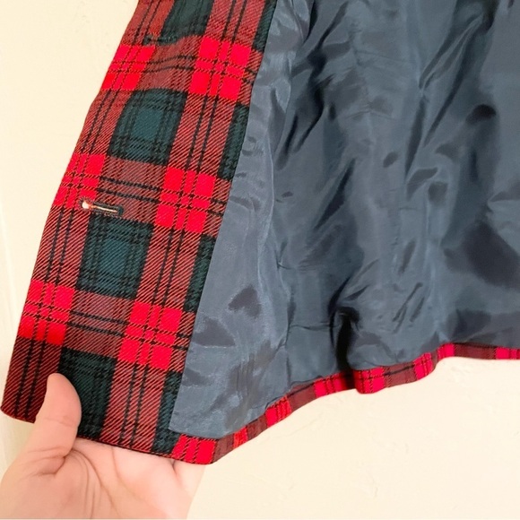 VINTAGE Carlisle Red Green Classic Plaid Tartan Button Front Blazer Women’s 6 - Picture 5 of 9